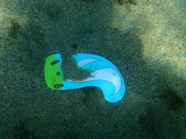 Basura Plástica Bajo Agua Mar Egeo Grecia Halkidiki Contaminación Marina — Foto de Stock