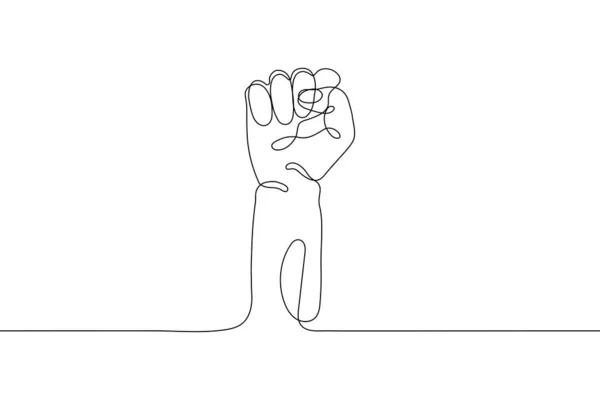 Single Line Drawn Hand Gesture Minimalistic Human Fist Symbol Demonstration — Stock Vector