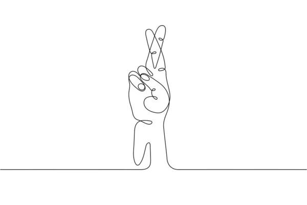 Однорядковий Жест Мінімалістична Людська Рука Поперечними Пальцями Символ Брехні Удачі — стоковий вектор