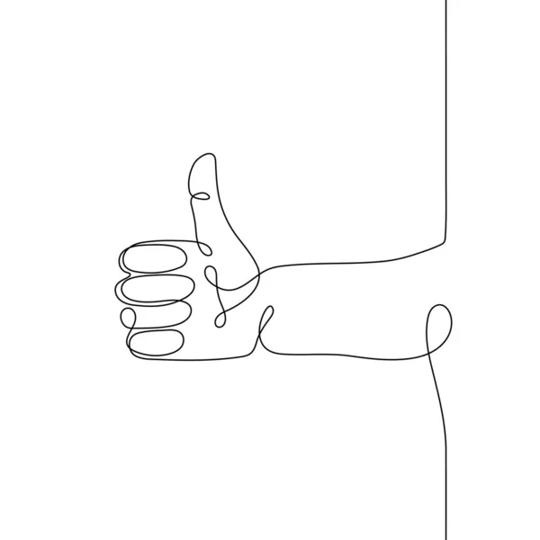 Single Line Drawn Hand Gesture Minimalistic Human Hand Sign Fingers — Stock Vector