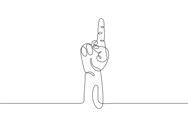 Single Line Drawn Hand Gesture Minimalistic Human Hand One Raised — Stock Vector