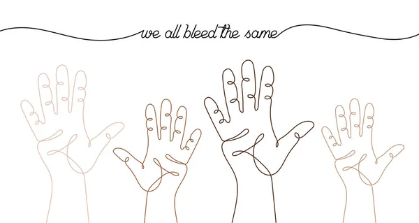 Pojedyncza Linia Rysowane Gesty Dłoni Minimalistyczne Ludzkie Ręce Różne Odcienie — Wektor stockowy