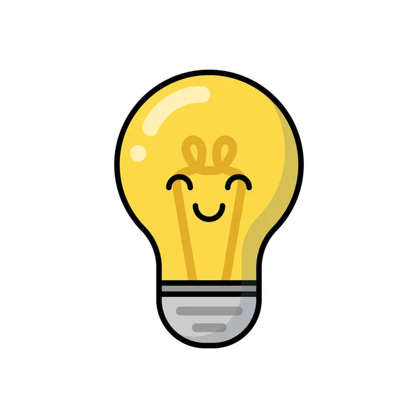 パッチ バッジ ステッカー ロゴの電球 アジアの日本のカワイイスタイルでかわいい面白い漫画のキャラクターアイコン ランプ アイデアや代替エネルギーシンボルのベクトル生態ドードル — ストックベクタ
