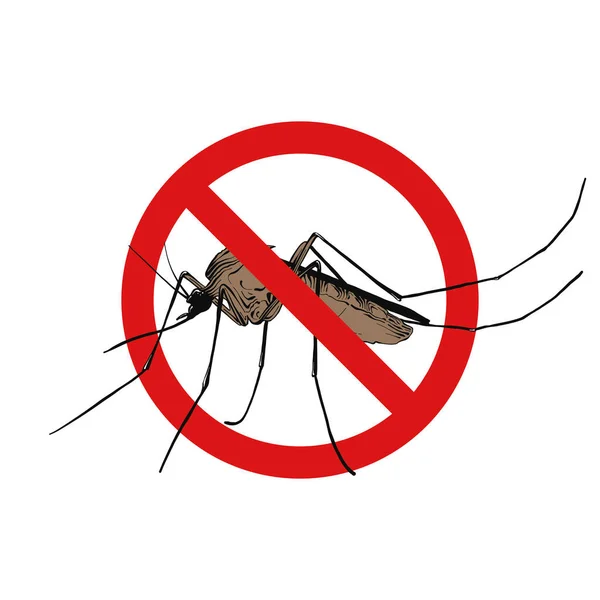 Vector Dibujado Mano Grabado Ilustración Aislada Mosquitos Insecto Prohibido Alto — Archivo Imágenes Vectoriales