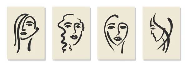Sada Plakátů Brožur Letáků Novodobých Koláží Inspirovaných Matisse Organická Linie — Stockový vektor