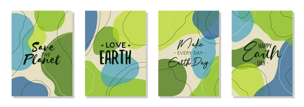 Set Von Earth Day Wandkunstplakaten Broschüren Flyer Vorlagen Öko Organische — Stockvektor