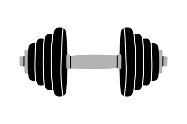 El çizimi, beyaz arka planda izole edilmiş bir halterin modern düz stil vektör çizimi. Tasarım sporu, spor salonu, fitness, logo, amblem, işaret, poster, kart, pankart için sağlıklı yaşam tarzı öğesi. 