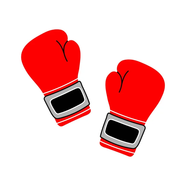 Hand drawn modern flat style vector illustration of red boxing gloves pair isolated on white background. Design sport, martial arts, gym, fitness, healthy lifestyle for logo, emblem, sign, poster.