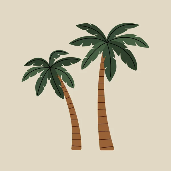 现代平行线风格中的棕榈树元素 手工绘制了夏季 异国情调 海滩卡通设计的矢量图解 古式自然贴片 — 图库矢量图片
