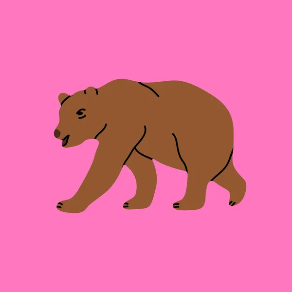 Element Ikony Niedźwiedzia Nowoczesnym Stylu Płaskiej Linii Ręcznie Rysowane Wektor — Wektor stockowy
