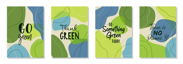 Set Earth Day Wall Art Posters Brochure Flyer Templates Eco — Stock Vector