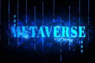 Metaverse. Gelecekteki yaşamsal evren. Dijital olarak soyut arkaplan. 