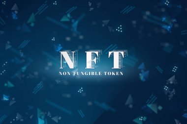 NFT. Metaverse. Siyah üzerine neon mavi metin.