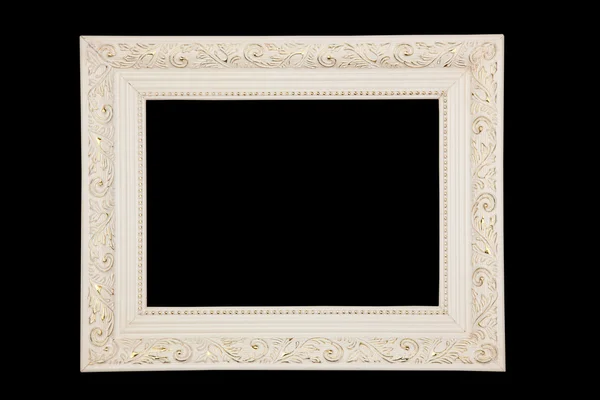 Ročník bílý rámeček na černém pozadí — Stock fotografie