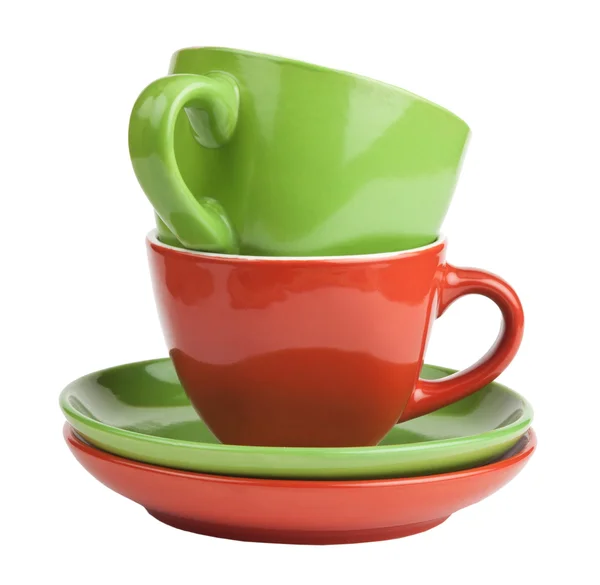 Stack di tazze da tè e piattini — Foto Stock