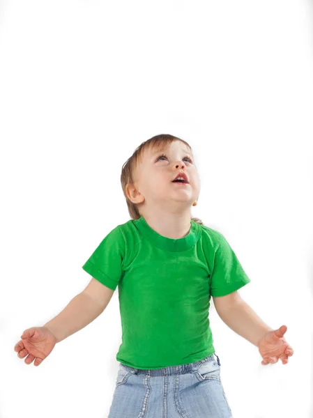 Little boy looking up — Stock Photo, Image