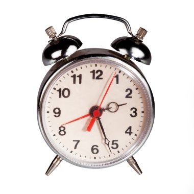 Beyaz arkaplanda alarm saati