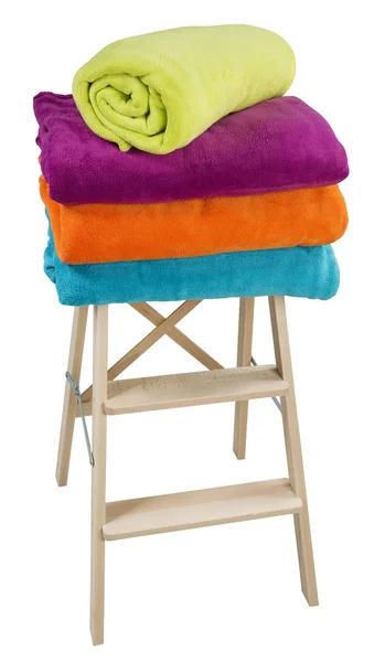 Towels on steppladder — Stock Photo, Image