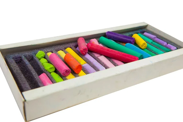 Zásobník pastelové barevné křídy — Stock fotografie
