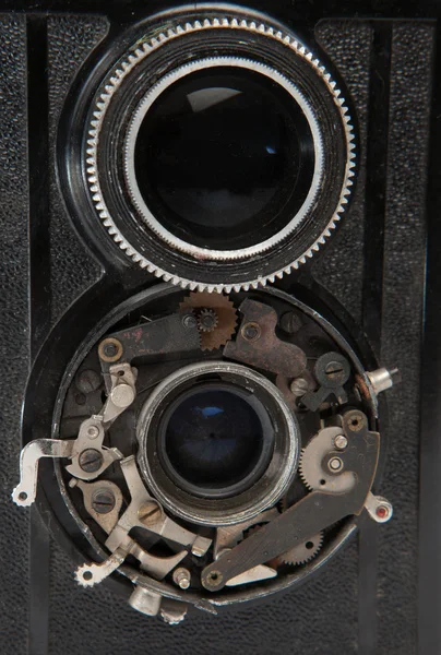 Iki eski vintage kameranın lens — Stok fotoğraf