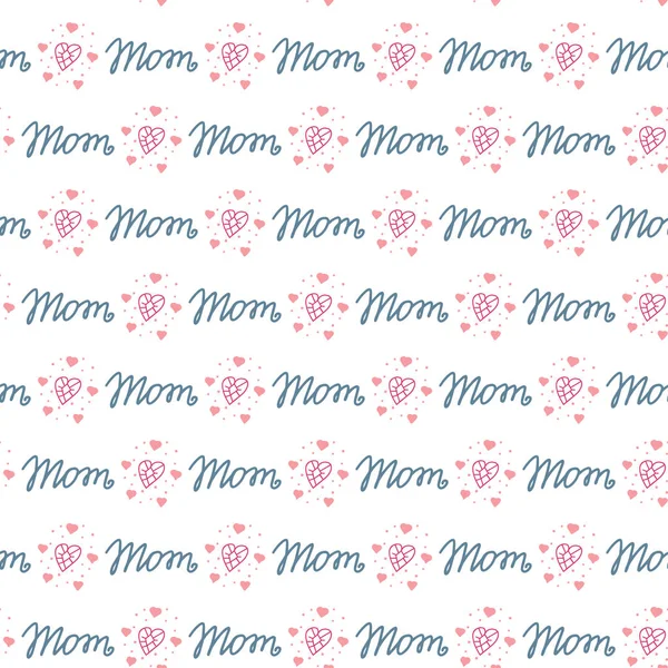 Niedliches Muster aus Happy Mothers Day Elementen und Text auf weißem Hintergrund für textile Designs oder Geschenkpapier und Taschen Vektorgrafiken