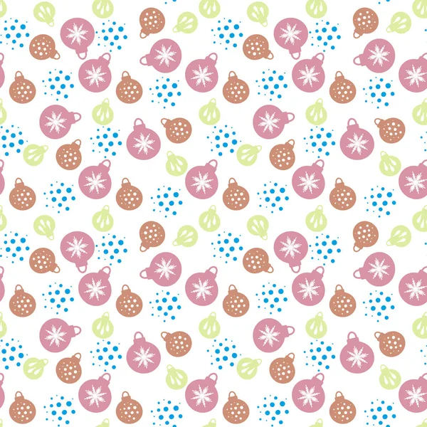 Modèle coloré avec des boules de Nouvel An sur fond blanc pour l'impression textile, papier design — Image vectorielle