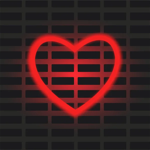 Яскраве червоне серце на темній стіні для будь-яких дизайнерських цілей і карта для Валентинів день — стоковий вектор