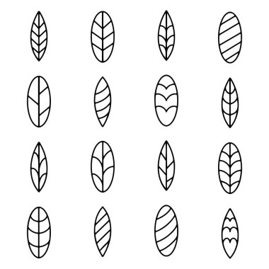 Yaprak simgeleriyle düz illüstrasyon. Tasarım ögeleri. 