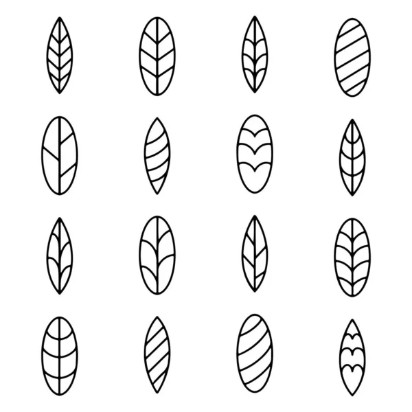 Плоска ілюстрація з набором піктограм листя. Елементи дизайну . — стоковий вектор