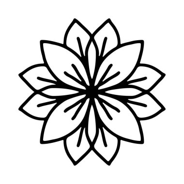 Beyaz arkaplanda elle çizilmiş karalama çiçek ögesi. 