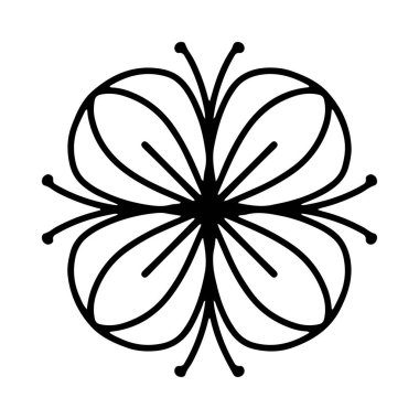 Beyaz arkaplanda elle çizilmiş karalama çiçek ögesi. 