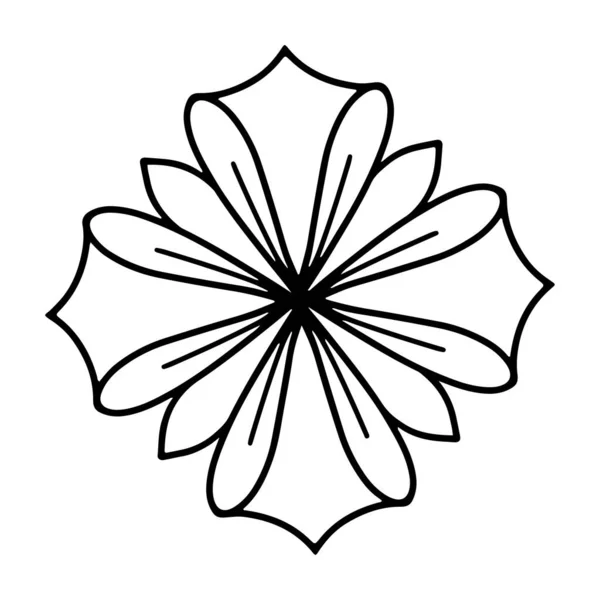 Élément de fleur doodle isolé en style dessiné à la main sur fond blanc. — Image vectorielle