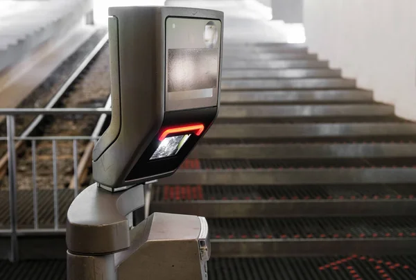 Automatic turnstile gate for entry and exit with tickets checking. —  Fotos de Stock