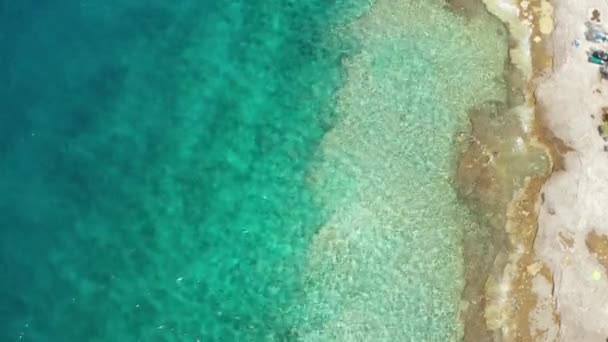 Aerial view of rocky coast of the Adriatic sea with crystal clear waters — Stock video
