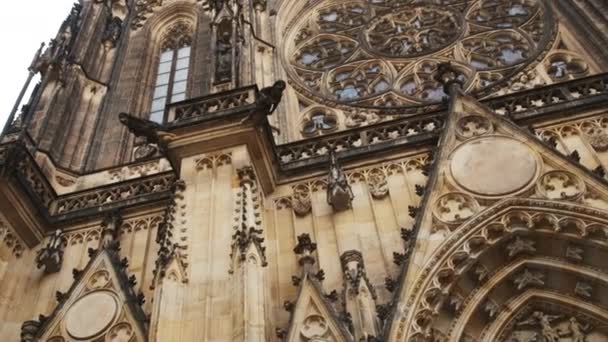 Facade of St. Vitus Cathedral, Прага. Готський собор — стокове відео