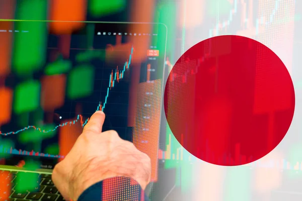Japan uptrend of the economy showing by increasing candle stick graph chart, March 2022, San Francisco, USA. — Stock Photo, Image