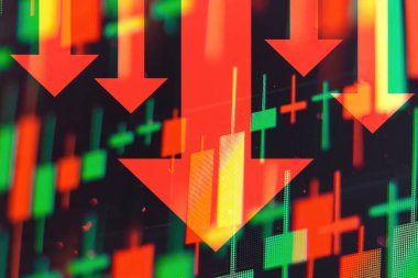 Düşen kırmızı oklar ekonominin kötüye gidişini ya da borsadaki hisselerin düşüşünü gösteriyor.