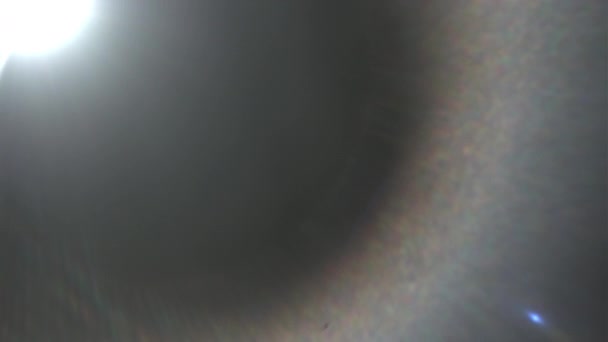Πολύχρωμο φωτοστέφανο επηρεάζουν λαμπερό λαμπτήρα στο σκοτεινό χώρο — Αρχείο Βίντεο
