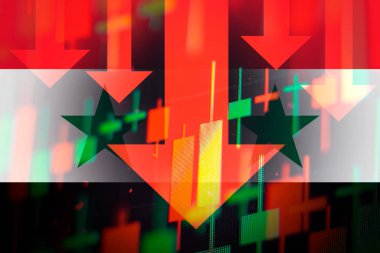 Ekonomideki düşüşü veya Suriye borsasında düşüşü gösteren oklar