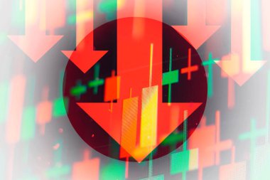 Ekonomideki düşüşü veya Japonya 'daki borsada düşüşü gösteren oklar