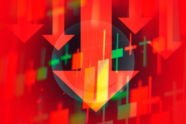 Ekonomideki düşüşü veya Tunus borsasında düşüşü gösteren oklar