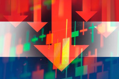 Ekonomideki düşüşü veya Hollanda borsasında düşüşü gösteren oklar