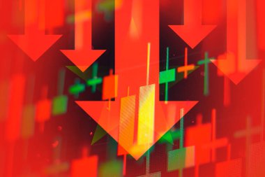 Ekonomideki düşüşü veya borsadaki düşüşü gösteren oklar 