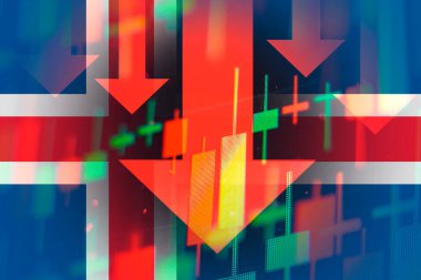 Azalan oklar ekonomideki düşüşü veya Ada 'daki borsada düşüşü gösteriyor