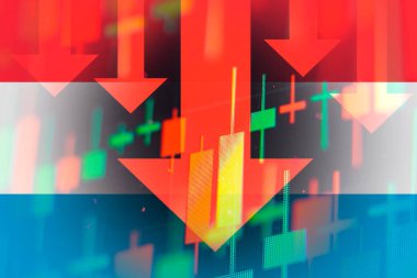 Ekonomideki düşüşü veya Lüksemburg borsasında düşüşü gösteren oklar