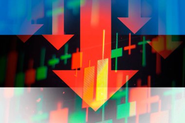 Ekonomideki düşüşü veya Estonya borsasında düşüşü gösteren oklar