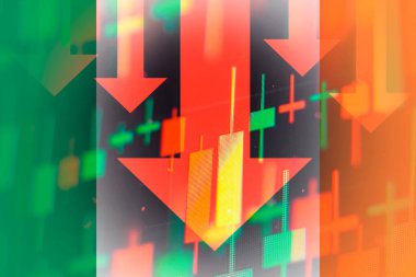 Ekonomideki düşüşü veya İrlanda borsasında düşüşü gösteren oklar