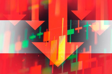 Düşen oklar, ekonomideki düşüşü veya Avusturya borsasında düşüşü gösteriyor.