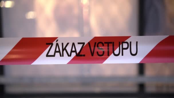 Inscription Zakaz vstupu written on red and white ribbon — 비디오