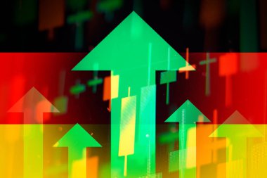 Ekonomideki iyileşmeleri veya Almanya borsasında büyümeyi gösteren yeşil okların artması 